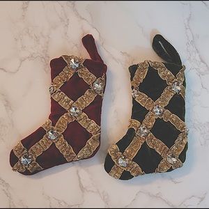 Lot of 5 Handcrafted velvet & bling Christmas Stockings